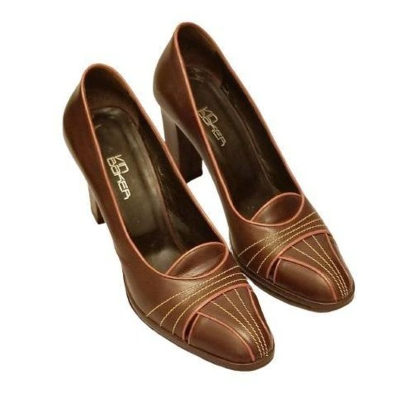 Vin Baker | Shoes | Vin Baker Art Deco Heels Leather Brown | Poshmark